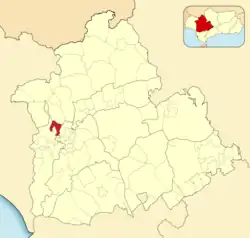 Расположение муниципалитета Оливарес на карте провинции