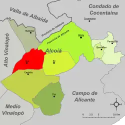 Расположение муниципалитета Ониль на карте провинции