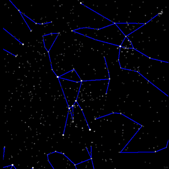 Компоновка звёзд, составляющих образ Ориона