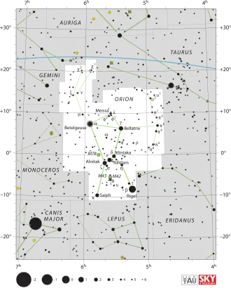 Современные границы участка созвездия Ориона