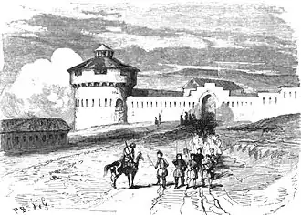 Крепость Назрань. Рисунок Ф. А. Жиля 1859 года.