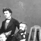 Вацлав Конюшко, стоящий рядом со своим учителем Владиславом Лужкевичем .Фотография 1879 г.