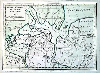 Делиль де Саль, 1792. Каспийское море в древности. Тазата в проливе между Каспийским и Ледовитым морем