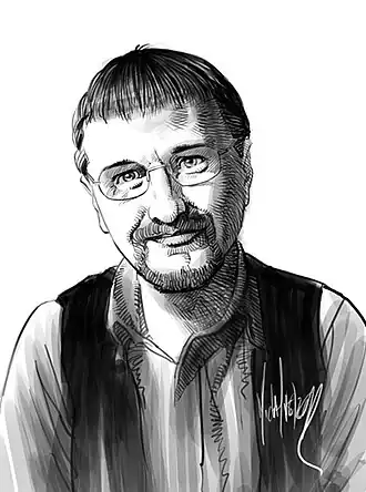 Портрет Рассела,нарисованный Майклом Нетцером[англ.]