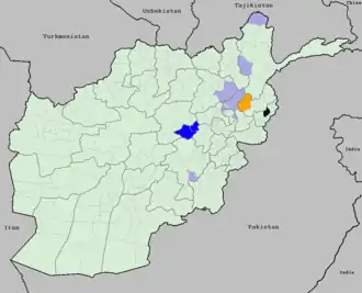 Под контролем «Талибана»
Под контролем ФНСА
Под контролем местных сил или независимых полевых командиров
Под контролем ИГ