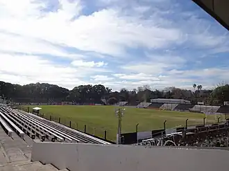 Трибуны стадиона в июле 2014 года