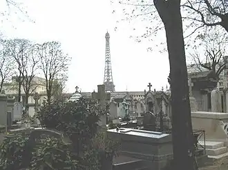 Кладбище Пасси с Эйфелевой башней на заднем плане