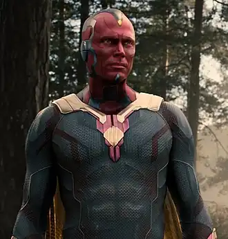 Пол Беттани в роли Вижна в фильме«Мстители: Эра Альтрона» (2015)