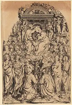 Коронование Марии. Литография И. Поке по рисунку Мазо да Финигуэрра. Между 1834 и 1866 гг.