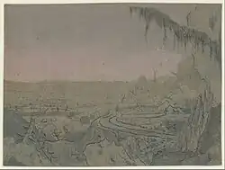 Пейзаж с еловой веткой. Ок. 1638. Офорт, тонированная бумага, раскраска