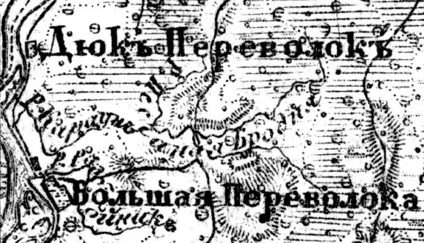 Деревня Переволок на карте 1919 года