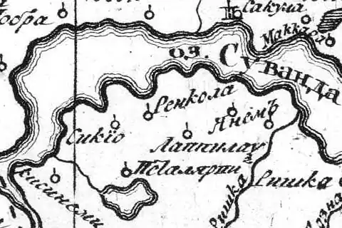 Деревня Кивинеми на русской карте 1745 года