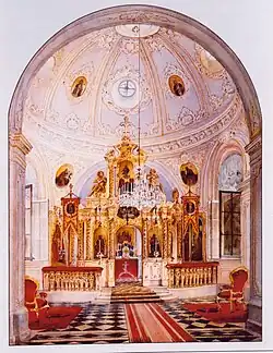 Интерьер храма.  Рисунок 1850-х годов