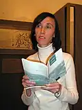 Поэт Галина Петросаняк (Украина) на IV Биеннале поэтов в Москве. 28.09.2005.