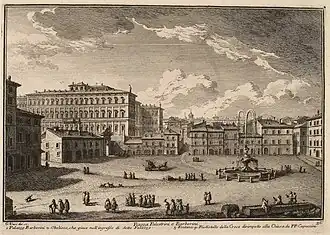 Вид дворца с площади Барберини. Офорт Дж. Вази. 1752