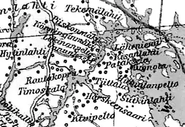 Деревня Хярскеенсаари на финской карте 1923 года