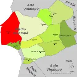 Расположение муниципалитета Пиносо на карте провинции