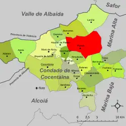 Расположение муниципалитета Планес на карте провинции