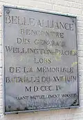 Мемориальная доска в память о встрече генералов Веллингтона и Блюхера