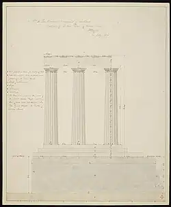 Чертеж фасада западного портика Национального монумента Шотландии. Уильям Генри Плейфэр, 1826 год