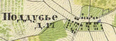 Деревня Поддубье на карте 1860 года