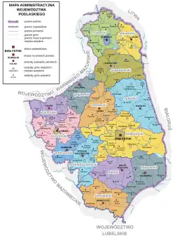 Подляское воеводство на карте