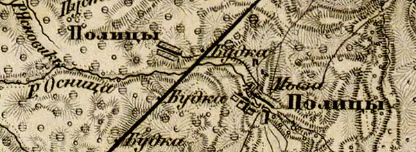 Деревня Старые Полицы на карте 1863 года