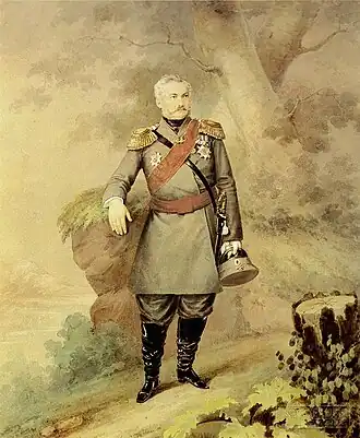 Портрет генерал-лейтенанта Государственного подвижного ополчения Елпидифора Антиоховича Зурова. Фотограф Жозеф Штейнмюллер, картон, фотография, акварель, 39х30,5. 1855-1856 года.