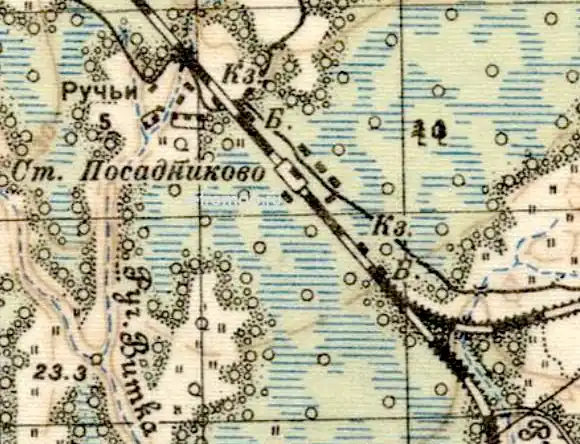 Станция Посадниково на карте 1937 года