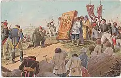 Кутузов молится перед Казанской иконой Богородицы накануне Бородинской битвы