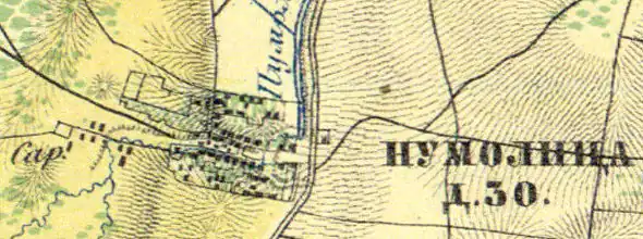 Деревня Пумалицы на карте 1860 года