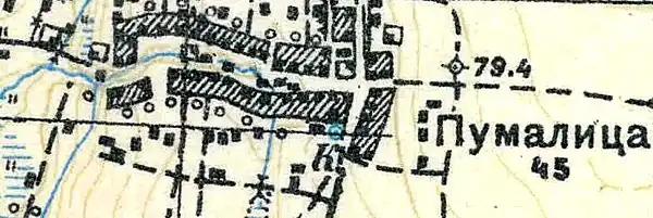 План деревни Пумалицы. 1938 год
