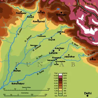 Топографическая карта Пенджаба