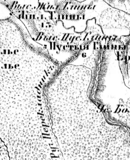 Деревня Пустая Глина на карте 1913 года