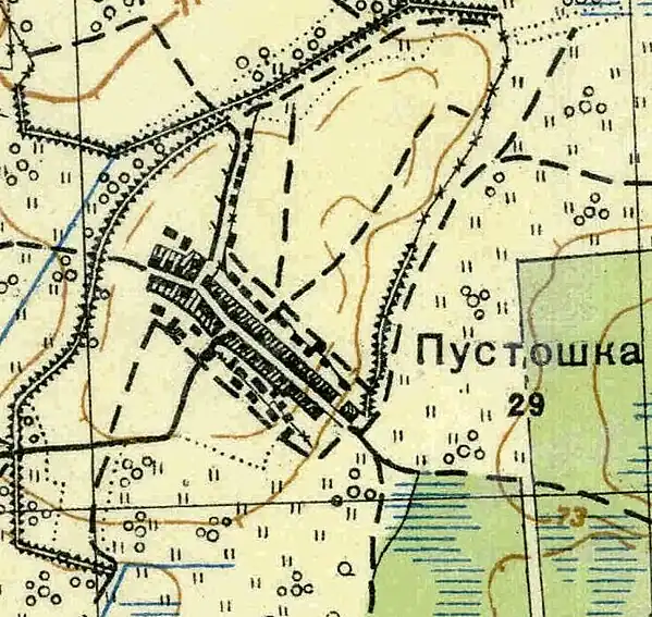 План деревни Пустошка. 1931 год