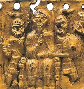 Триумф короля Агилульфа, фрагмент шлема. Национальный музей Барджелло.