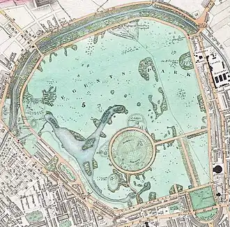 Парк на карте 1830 года