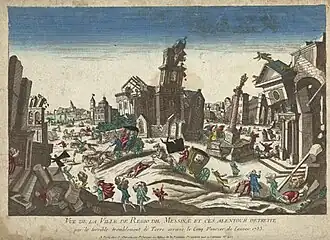 Последствия землетрясения в Реджо. Рисунок 1790 года