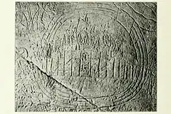 Город Кадеш, окружённый водой, с армией хеттов, один из которых держит штандарт. Абу-Симбел