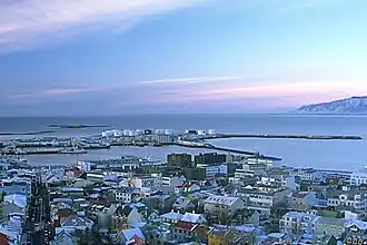Вид на остров с Хадльгримскиркьи в феврале 2003 года