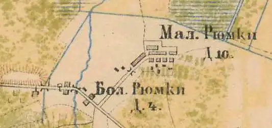 План деревень Большие и Малые Рюмки. 1885 год