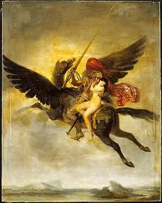 Руджьер увозит Анджелику верхом на гиппогрифе