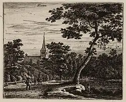 Вид на Осдорпервег в сторону церкви Слотен. Между 1645 и 1650. Офорт