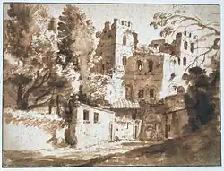 Г. ван Сваневельт. Порта Пинчиана. Между 1630 и 1640. Бумага, кисть, сепия