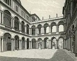 Двор Палаццо Боргезе. Ксилография 1894 года