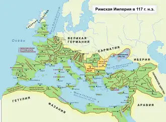 Мёзия в составе Римской империи в 117 г.