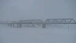 Вид на мост с ледовой переправы