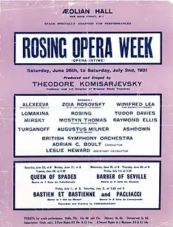 Rosing Opera Week — June 1921