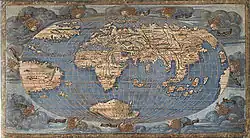 «Овальная карта мира». 1508. Раскрашенная гравюра на меди. Морской музей, Гринвич