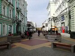 Вид переулка от улицы Серафимовича в сторону Большой Садовой улицы